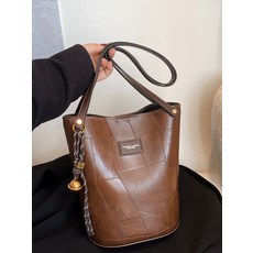 여성용 대용량 핸드메이드 버킷백 DIY 직조 가방 만들기 패키지 숄더백, A_올리브색(걸이 없음) 재료 패키지, 1개