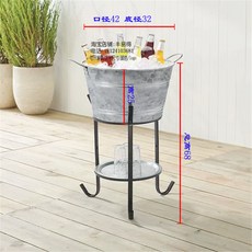 金屬冰桶架組 戶外商用家用野餐飲料香檳桶, 1個, 做舊色光面桶(無黑架無托盤)
