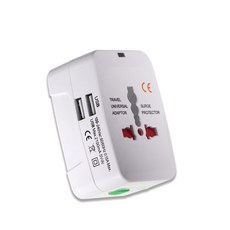 MAX STAR多國轉換插座 2.4A雙USB快速充電 萬用轉接頭, 白色, 1個, 0