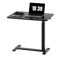 바퀴가 달린 스위트크리스피 침대 옆 테이블 조절 가능한 병원 및 가정용 침대 롤링 노트북 테이블 이동식 스탠딩 데스크 흰색, Black, 27.56"D x 15.75"W x 43.31"H