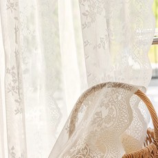 HAROO 거실레이스커튼 여름 쉬폰얇은 안방 커튼 1+1