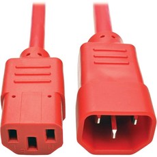 트립 라이트 표준 컴퓨터 전원 연장 15피트 블랙 18AWG 10A IEC-320-C13) (P004-015) 코드 (IEC-320-C14에서, Red_2 ft.