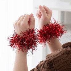 반짝이 응원 팔찌 (2개 세트) 용품 응원봉 제작 만들기 야구응 콘서트 도구 유치원응, 1개, 금색