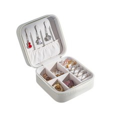 台灣現貨秒出 飾品收納盒 多功能收納盒 便攜收納盒 旅行收納盒 珠寶盒 旅行珠寶盒 戒指收納 首飾收納盒, 白色, 1個