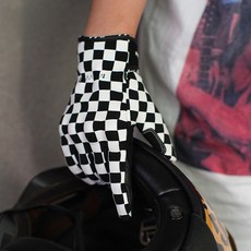 바이크장갑 오토바이 장갑 바이크 글러브 체커보드 패턴, 2XL, 블랙 화이트, 1개