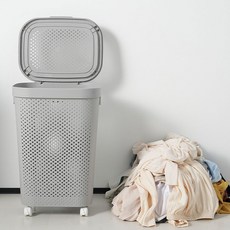 구디푸디 대용량 이동식 세탁바구니 빨래바구니, 그레이