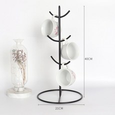 鐵藝瀝水架 倒掛杯子架 廚房收納置物架, 1個, 黑色