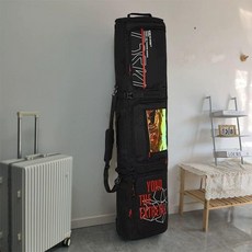 대형 스노우보드 가방 백 휠 바퀴 이동 소프트 캐리어, 블랙 심플 업그레이드, 1개