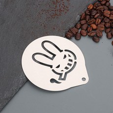커피아트 라떼아트틀 스텐실 커피용품 모양내기 케이크, 1개, 15. 스모킹 래빗
