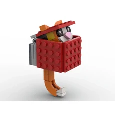 MOC 벽돌 키 체인 거치대 특이한 어린이 장난감 조립 모델 장식 DIY 걸이 링 건설 도시 빌딩 블록, 11 red orange cat