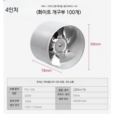 산업용 원형 PVC 덕트 팬 강력 환풍기 저소음 욕실 화장실 배기팬 주방용 환기구 소형배기팬 자동개폐환풍기 65자, 1개