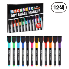 띵크홈 지우개달린 자석 화이트 보드마카 12색 3색, 12색세트