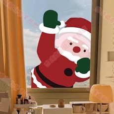 聖誕節櫥窗裝飾貼紙，聖誕老人門貼窗貼，玻璃窗花無膠靜電貼，台南現貨, SDJ-聖誕老人（左邊）,15%選擇42*28cm