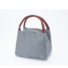 스트라이프 옥스 런치백에 두꺼운 보온백 스트라이프 도시락가방, 블랙, 블랙, 1개