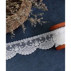 퀼트스타 벨리시모 스캘럽 오간자 자수레이스_백아이보리 238, 1개, 백아이보리