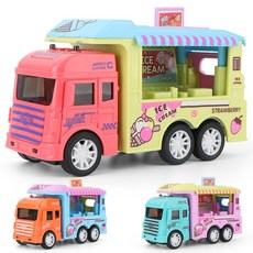 ARECY C 兒童慣性餐車玩具 冰淇淋車 漢堡車 可開門小汽車 顏色隨機出貨, 冰淇淋車(顏色隨機, 1個