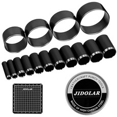 jidolar 15피스 가죽 서클 커터 도구 세트 홀 원형 45 11 25 diy 고탄소강 50mm 절단 16 30 22 키트 35 20 다이 40 5개 12 8 펀치 10