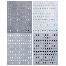 HEHW 네일 스티커 별 스타 3D 입체감 사각별 네일 스티커 네일 데코레이션 고급스러운 시머 DIY 네일 데칼 붙이기만 하면 되는 네일 액세서리 여성용 세련되고 있는 4색