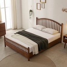 로든 고무나무 원목 슈퍼싱글 퀸 침대 프레임, 월넛_브라운