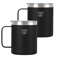 믿추 스텐 머그컵 텀블러 보온보냉, 블랙, 400ml, 2개