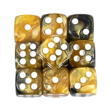 6면 주사위 세트 컬러 라운드 코너 큐브 PRG 파티 놀이 보드 교육 수학 16mm 10 개, 12 golden black-w