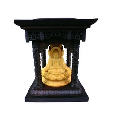 弘喧 四面釋迦牟尼佛 木雕 擺件, 1個, 大,四面釋迦牟尼佛