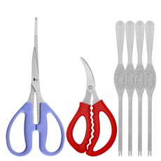 게가위 1개 + 새우가위 1개 + 게포크 4개, 블루+레드, 1세트