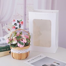 手工針織毛線向日葵花束手提花籃, 桃子手提花籃+禮袋+燈束:如圖所示
