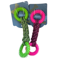 狗玩具 麻繩螢光狗骨頭 拉扯玩具 互動玩具 耐咬麻繩 矽膠玩具, 隨機出貨, 1個