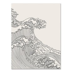 북유럽 흑백 캔버스 그림 라인 바다 파도 일본식 홈스테이 포스터 사진 룸 홈 데코용, C. 40x50cm