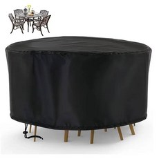 수도동파방지커버 보온테이프 겨울철 단열재 1pc 라운드 파티오 가구 커버 테이블 정원 다이닝 커버에 대 한 방수 야외 세트, 120x75cm, Black