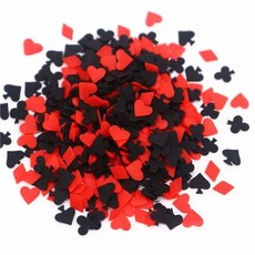 GEEKI 셀프 네일 아트 재료 장식 매니큐어 페디큐어 DIY Boxi 슬라임 스타 플라워 하트 캔디 과일 슬라이스 멀티 시리즈 폴리머 클레이 스프링클 수제 액세서리 10g, [27] red black poker