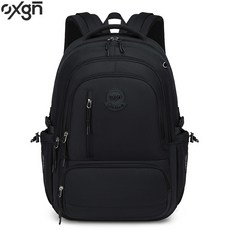 oxgn護脊減壓後背包 大容量學生雙肩包 國高中書包 男女通用設計 多層收納 防水材質 輕便 筆電背包, 黑色