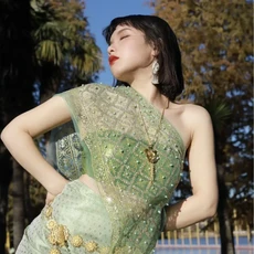 태국 미얀마 여성 다이 의상 민족 공연 무용 전통 스타일 드레스, 01 one size, 11 30