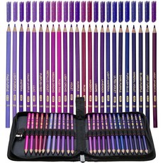 ZZWUAPT 퍼플 색연필 유성 나무 색연필 세트 성인용 컬러링 북 드로잉 스케치 미술 용품 24가지 색상