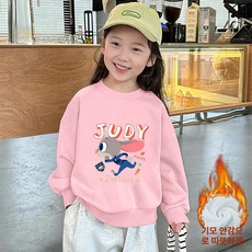 (기모선택) 키즈 맨투맨 귀여운 주디 캐릭터 어린이 긴팔 상의 아동 봄옷 남아 여아맨투맨, 130cm, 핑크 기모 안감