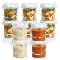 ASEVAT 뚜껑이 있는 10팩 스크류 탑 식품 보관 용기 1.9L(64온스) 주방 식료품 저장실 정리용 2000ml 투명 플라스틱 병 - 밀가루 설탕 쌀 및 슬라임용 건