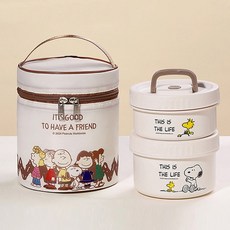 【優貝選】SNOOPY 史努比 316不鏽鋼 多用途餐盒套組-兩件組 (附保溫提袋), 1個