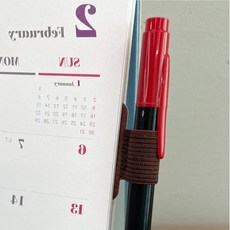 직장인 학생 다이어리 펜홀더 부착식 브라운 가죽 펜루프 볼펜꽂이