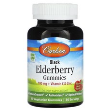 칼슨 블랙 엘더베리 100mg 구미젤리 Black Elderberry 베리맛 60개, 60정, 1개
