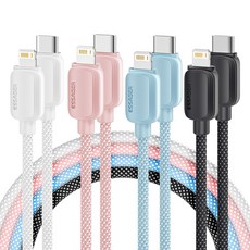 Essager 마카롱 아이폰8핀 to C타입 고속 충전 케이블 2개입, 2개, 핑크, 1m