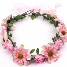 생화 느낌 조화 머리띠 신부 들러리 야외 촬영 스튜디오 소품 파티 행사 장식, 03.보라색