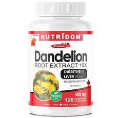 캐나다 NUTRIDOM 뉴트리돔 단델리온 민들레 뿌리 500mg 캡슐, 4개, 120정