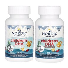 노르딕 내추럴스 어린이 DHA 오메가3 키즈 오메가 딸기맛 360정 X 2통 미니츄어블, 2팩