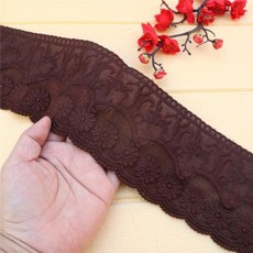 자수 레이스 10cm 1m 1.5m 화이트 블랙 브라운 베이지 끈 띠 diy 장식, 1개, 4. 커피 1m