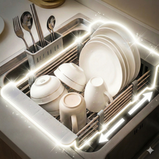 모노리 스테인리스 강력고정 길이조절 식기 건조대 싱크대 선반, 1개, 실버, 1단