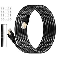 HUO JI CAT8 40Gbps 초고속 게이밍 랜케이블 인터넷 랜선, 검정색, 1개, 30m