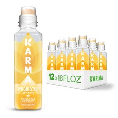 Karma Probiotic Water - 12 Pack Pineapple Coconut Drink - Immune & Gut Health Support, 파인애플 코코넛