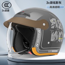 SHLONG II 電動車安全帽 四季通用 半盔 男女適用, SKU-03-【蒼穹灰A6】內推式鏡片, 1