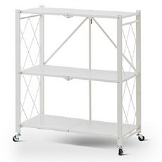 可折疊收納置物架，三層/四層/五層，附萬向輪, 免安裝置物三層白, 1個